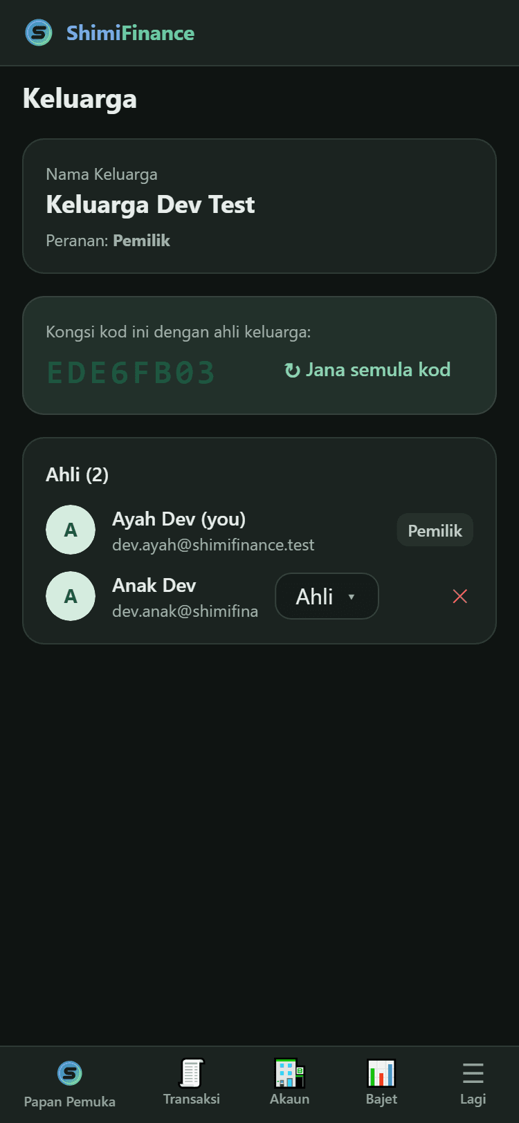 Kongsi dengan keluarga