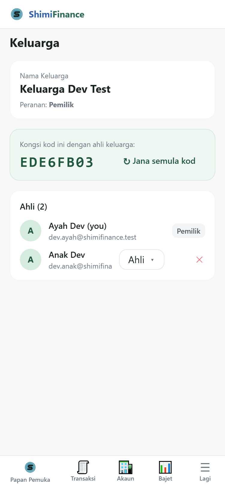 Kongsi dengan keluarga
